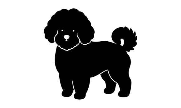 Black Silhouette of a Poodle Dog