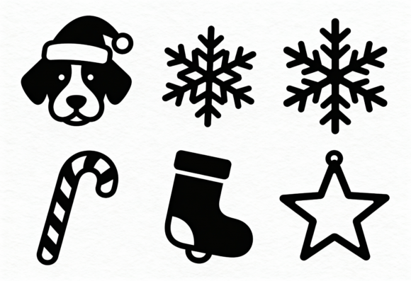 Cute Christmas Dog Snowflakes Candy Embroidery Design