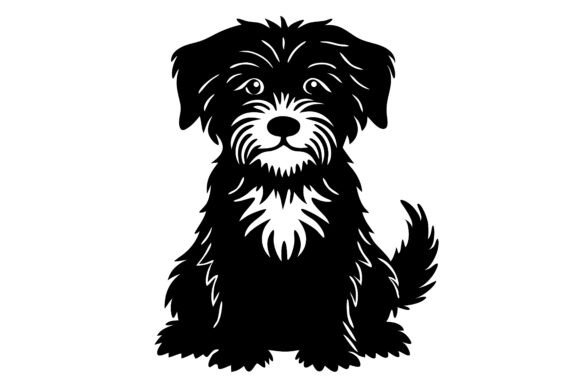 Cute Puppy Dog Black White Silhouette Review