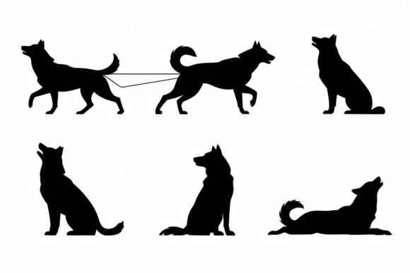 Dog Silhouettes in Different Poses