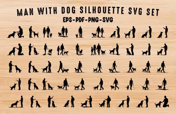 Dog with Man SVG Silhouette Clipart Set Review