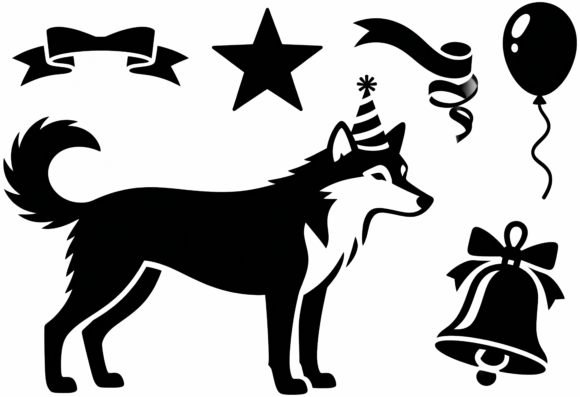 Husky Dog Birthday Party Clip Art Set Review