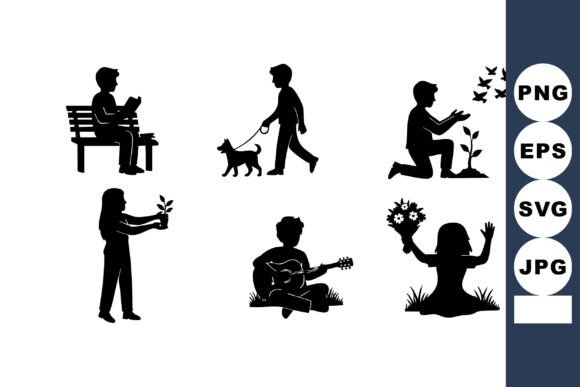 People Dog Guitar Gardening Silhouettes Review
