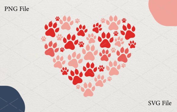 Valentine Paw Print Heart Love SVG PNG Review